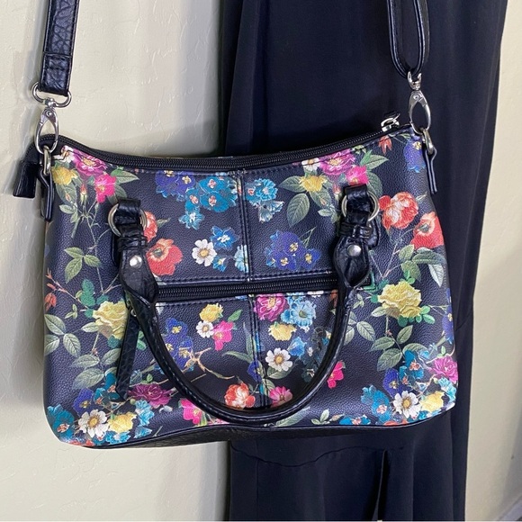 Jessica Simpson Black Floral Zipper Handbag - Picture 7 of 16